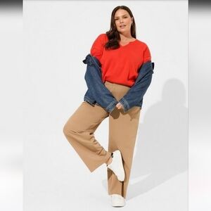 Torrid Relaxed Fit Cozy Fleece Notch Neck‎ Drop Shoulder Sweatshirt - Red - 1X